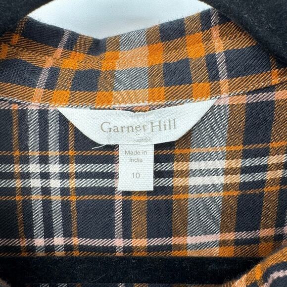 Garnet‎ Hill Grunge Flannel Button-up Shirt Womens 10 Cotton Blue Plaid - Picture 5 of 10